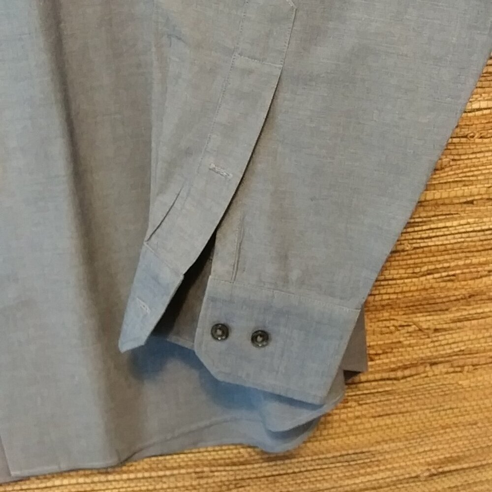 Calibrate Men's Trim Fit Grey Dress Shirt | 16.5 34/35 - Picture 4 of 7
